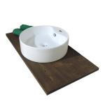 Lavabo lavandino da bagno tondo da appoggio in ceramica bianca cm.46x15,5