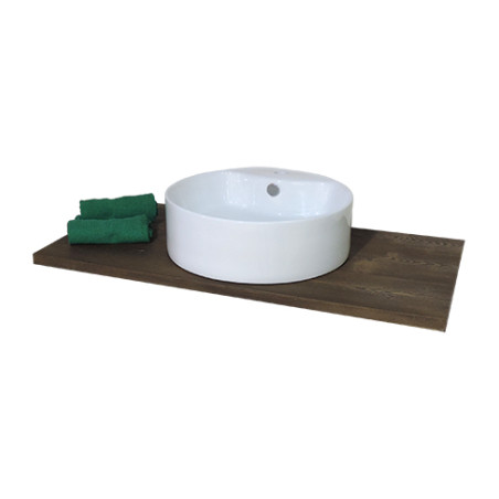 Lavabo lavandino da bagno tondo da appoggio in ceramica bianca cm.46x15,5