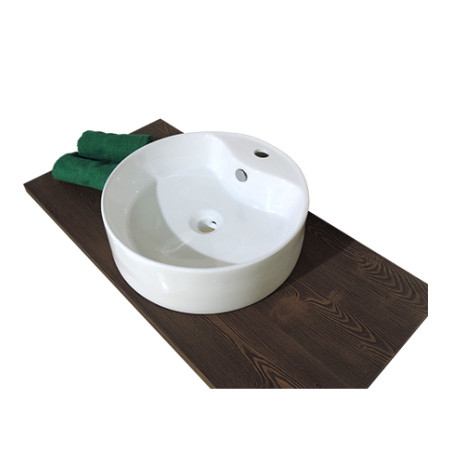 Lavabo lavandino da bagno tondo da appoggio in ceramica bianca cm.46x15,5