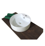 Lavabo lavandino da bagno tondo da appoggio in ceramica bianca cm.46x15,5