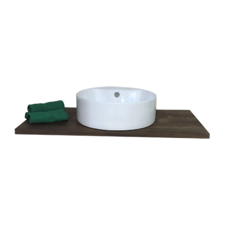 Lavabo lavandino da bagno tondo da appoggio in ceramica bianca cm.46x15,5
