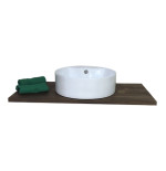 Lavabo lavandino da bagno tondo da appoggio in ceramica bianca cm.46x15,5