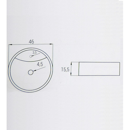 Lavabo lavandino da bagno tondo da appoggio in ceramica bianca cm.46x15,5