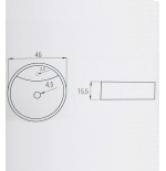 Lavabo lavandino da bagno tondo da appoggio in ceramica bianca cm.46x15,5