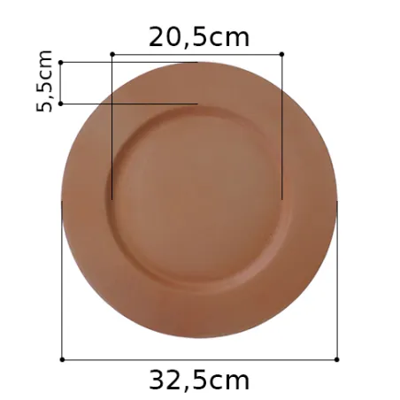 Piatto tondo in terracotta semilavorato argilla diametro cm.32,5