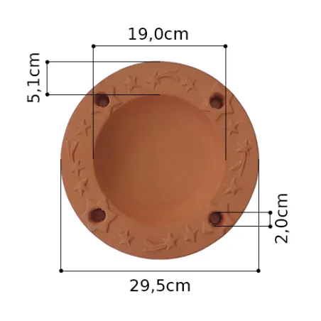 Piatto portacandele natalizio tondo in terracotta semilavorato ceramica cm.29,5