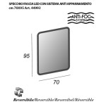 Mobile bagno sospeso moderno Florida grigio, misura cm 70, con specchio a led,lavabo e colonna