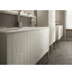 Mobile bagno a terra moderno America grigio natura, misura cm 90, con specchio, lavabo e colonna