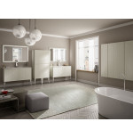 Mobile bagno a terra moderno America grigio natura, misura cm 90, con specchio, lavabo e colonna