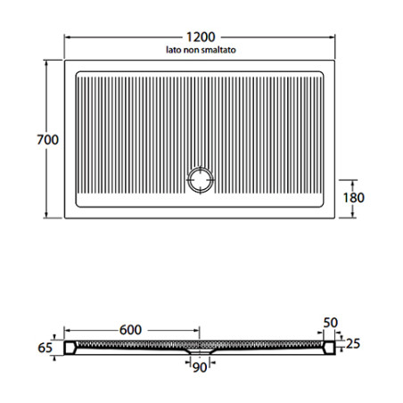 Piatto doccia 70x120 1^scelta rettangolare ceramica bianca Ferdy Azzurra