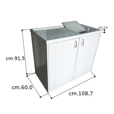 Mobile coprilavatrice con lavatoio reversibile 2 ante 109X60