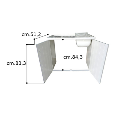 Mobile coprilavatrice con lavatoio reversibile 2 ante 109X60