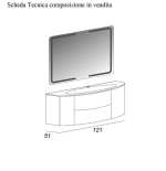 Mobile bagno sospeso Eden grigio talpa, cm 120, specchio a led e lavabo in vetro