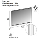 Mobile bagno sospeso Eden grigio talpa, cm 120, specchio a led e lavabo in vetro