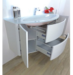 Mobile bagno sospeso Eden bianco frassino, cm 120, con lavabo e specchio a led