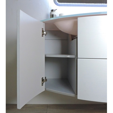 Mobile bagno sospeso Eden bianco frassino, cm 120, con lavabo e specchio a led