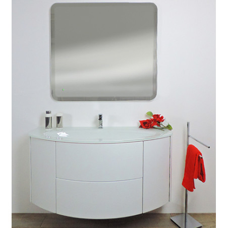Mobile bagno sospeso Eden bianco frassino, cm 120, con lavabo e specchio a led