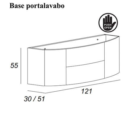 Mobile bagno sospeso Eden bianco frassino, cm 120, con lavabo e specchio a led