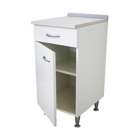 Mobile cucina componibile cm.40, con 1 anta e 1 cassetto, bianco top color marmo