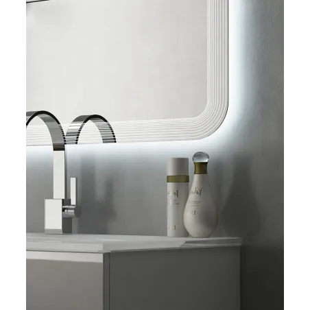 Specchiera specchio bagno filo lucido, retroilluminato a led, misura cm.90x74