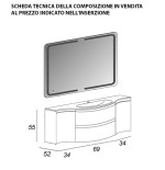 Mobile bagno sospeso Vague antracite, cm 138, lavabo in vetro e specchio led