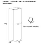 Mobile bagno antracite cm 138 con specchio e doppia colonna