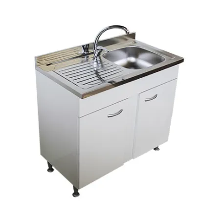 Mobile sottolavello bianco, 2 ante completo di lavello inox cm.100, vasca a dx