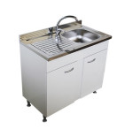 Mobile sottolavello bianco, 2 ante completo di lavello inox cm.100, vasca a dx