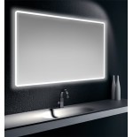 Specchiera specchio filo lucido, cornice satinata, retroilluminata Led, cm.90x75