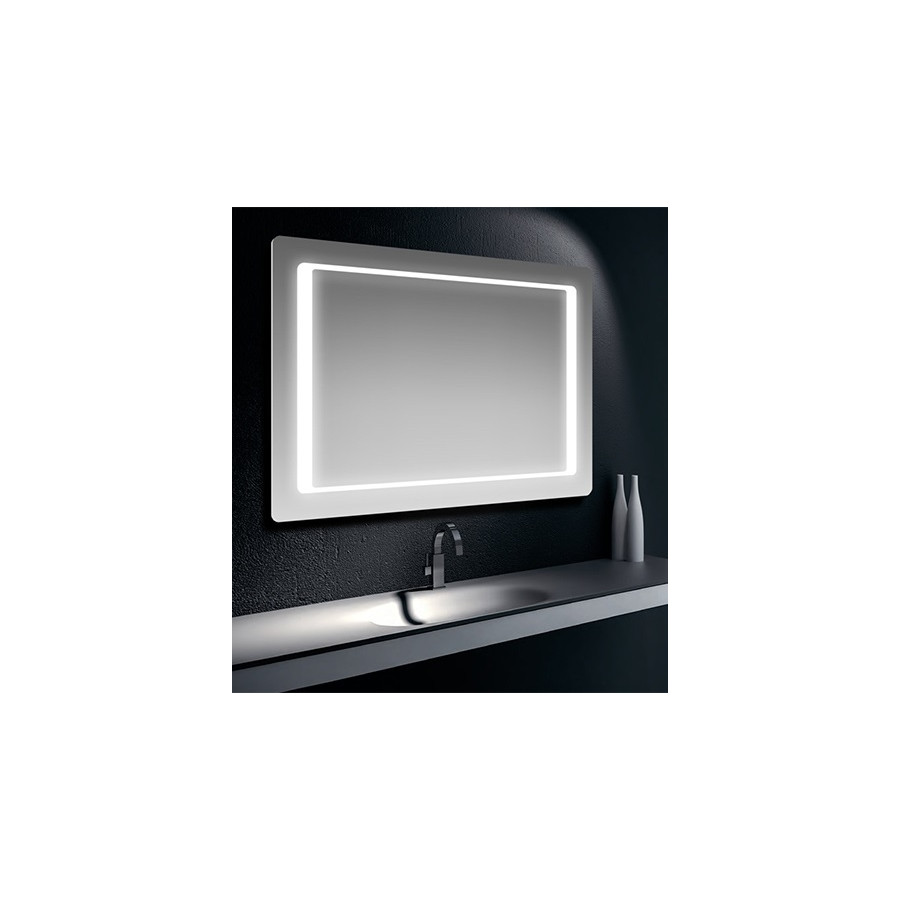 Specchiera specchio filo lucido, retroilluminata strip LED 25 W IP44, cm.100x70