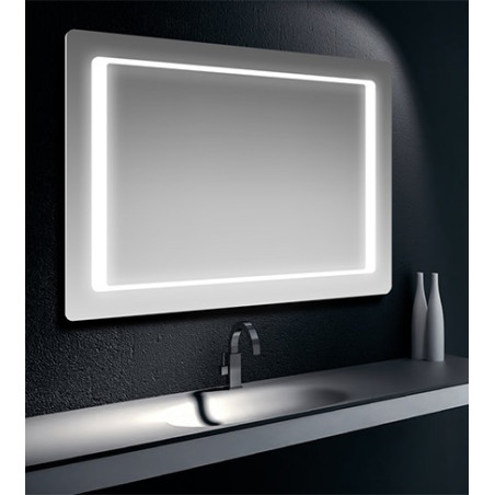 Specchiera specchio filo lucido, retroilluminata strip LED 25 W IP44, cm.100x70