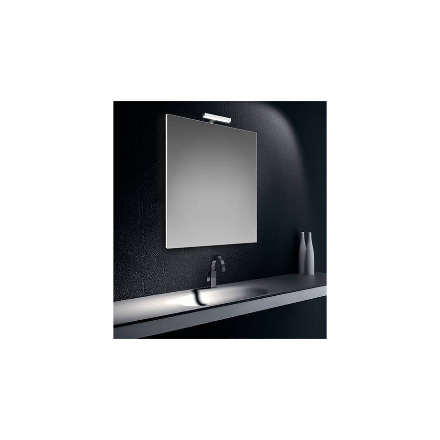 Specchiera specchio filo lucido con lampada led cromata 6W IP44, cm.80x60