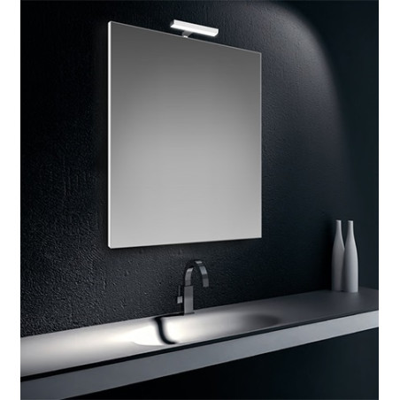 Specchiera specchio filo lucido con lampada led cromata 6W IP44, cm.80x60