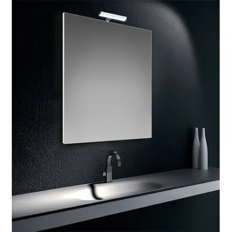 Specchiera specchio filo lucido con lampada led cromata 6W IP44, cm.80x60