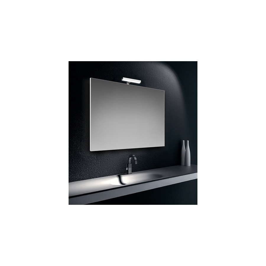 Specchiera specchio filo lucido con lampada led cromata 6W IP44, cm.90x60