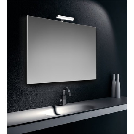 Specchiera specchio filo lucido con lampada led cromata 6W IP44, cm.90x60