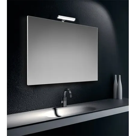 Specchiera specchio filo lucido con lampada led cromata 6W IP44, cm.90x60