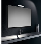 Specchiera specchio filo lucido con lampada led cromata 6W IP44, cm.90x60