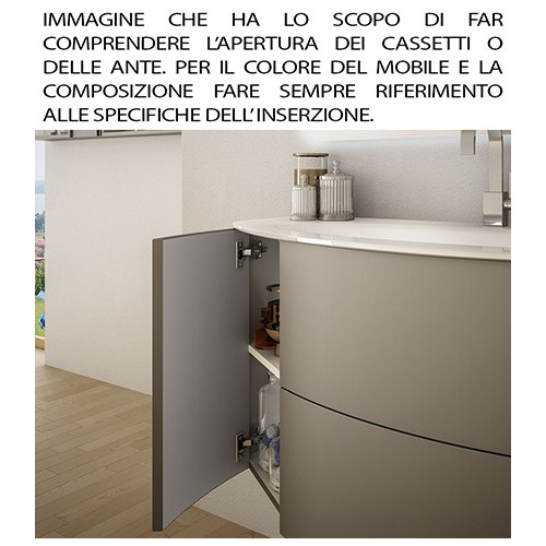 Mobile bagno sospeso Eden rovere scuro, cm 90, con lavabo e colonna a tre ante