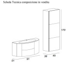 Mobile bagno sospeso Eden rovere scuro, cm 90, con lavabo e colonna a tre ante
