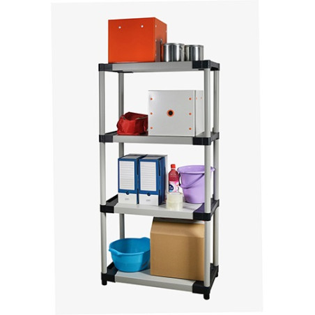 Scaffale per interno o esterno, 4 ripiani, in pvc, cm.168x80x40