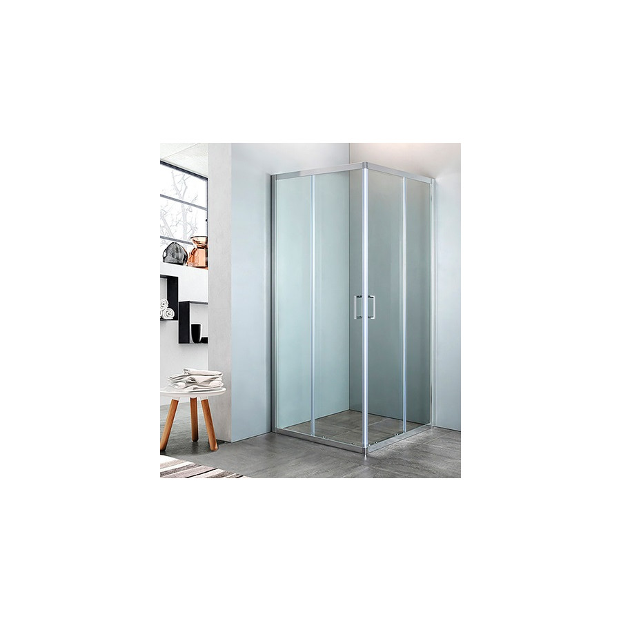 Box doccia ad angolo in cristallo trasparente, misura cm.68/70 x 98/100, cromato