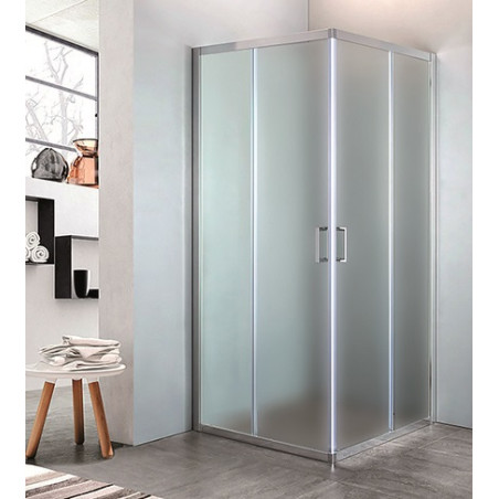 Box doccia ad angolo in cristallo stampato c, misura cm.68/70 x 118/120, cromato