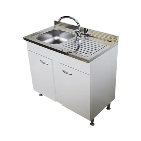 Mobile sottolavello bianco, 2 ante completo di lavello inox cm.100, vasca a sx