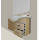 Mobile bagno sospeso moderno Rovereto rovere, misura cm 105, lavabo integrale