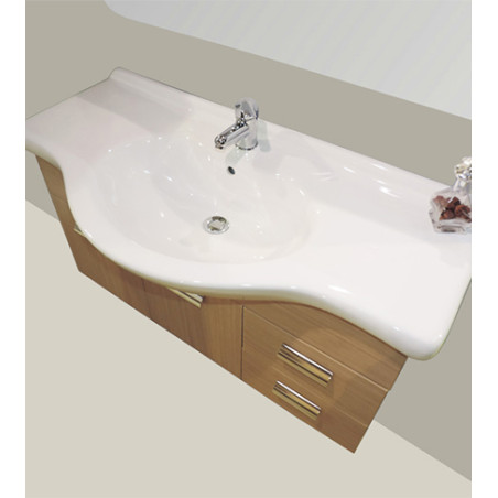 Mobile bagno sospeso moderno Rovereto rovere, misura cm 105, lavabo integrale