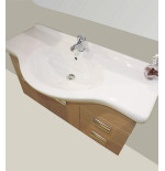 Mobile bagno sospeso moderno Rovereto rovere, misura cm 105, lavabo integrale