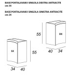 Mobile bagno sospeso Vague antracite, cm 138, lavabo in vetro e colonna