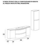 Mobile bagno sospeso Vague antracite, cm 138, lavabo in vetro e colonna