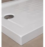 Piatto doccia acrilico rinforzato cm H 5,5 x 70 x 180 bianco con piletta cromata filo/sopra pavimento
